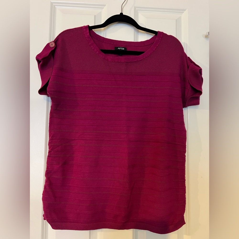 Pre-loved Apt 9 boatneck side ruched sweater. Size OX.